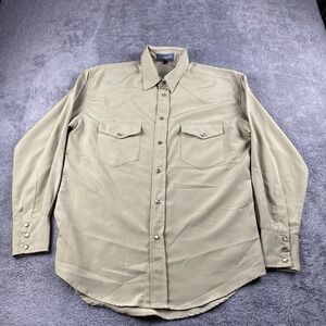 Lavana USA Dress Shirt Snap Buttons Mens Small Light Brown Long Sleeve